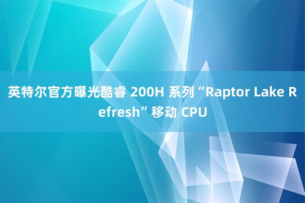 英特尔官方曝光酷睿 200H 系列“Raptor Lake Refresh”移动 CPU