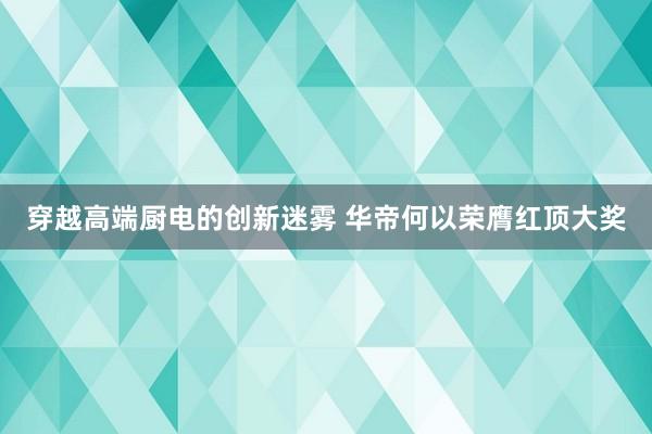 穿越高端厨电的创新迷雾 华帝何以荣膺红顶大奖