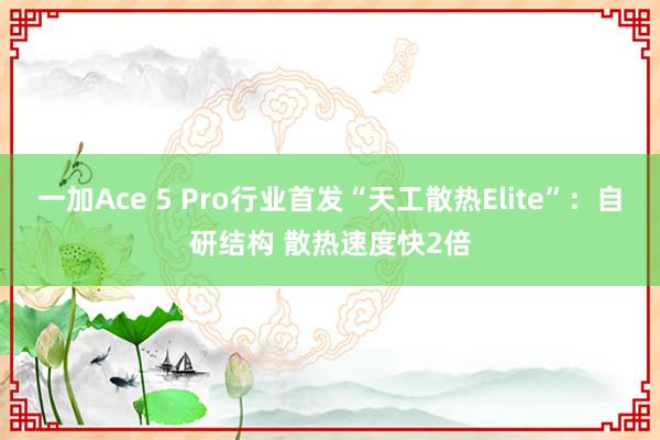 一加Ace 5 Pro行业首发“天工散热Elite”：自研结构 散热速度快2倍