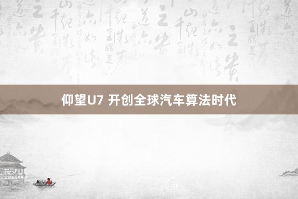 仰望U7 开创全球汽车算法时代