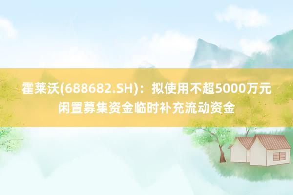 霍莱沃(688682.SH)：拟使用不超5000万元闲置募集资金临时补充流动资金