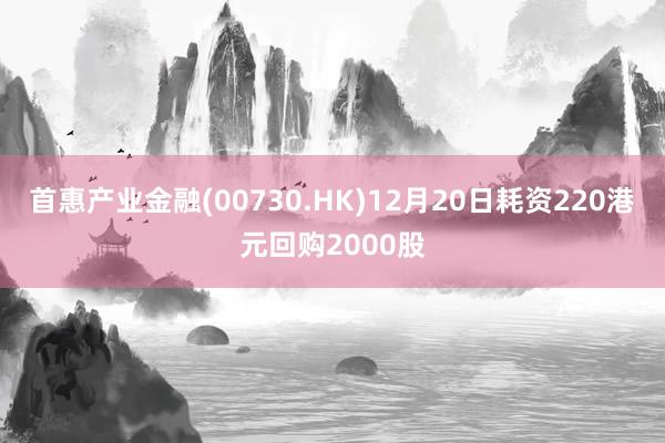 首惠产业金融(00730.HK)12月20日耗资220港元回购2000股